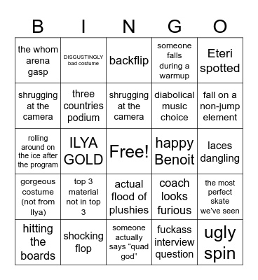 Men’s Cursed Skate 2026 Bingo Card