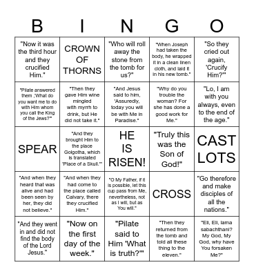 EASTER BIBLE READING BINGO Card