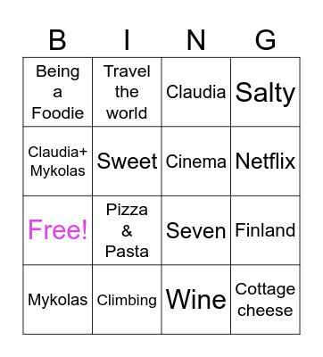 Grand wedding Bingo Card