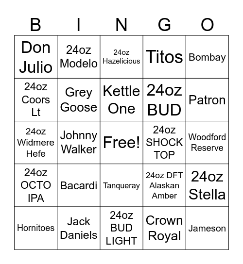 Summit Bar Name______________________ Bingo Card