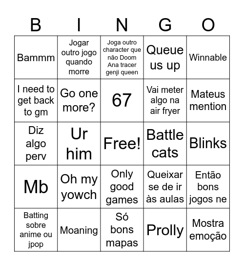 Rat Bingo Card