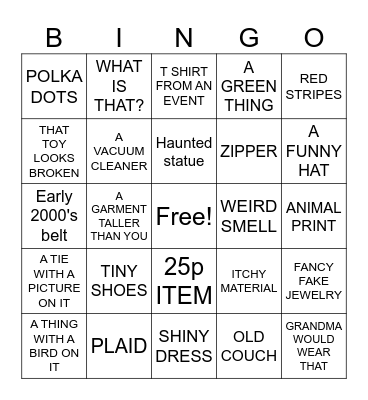 THRIFT STORE BINGO Card