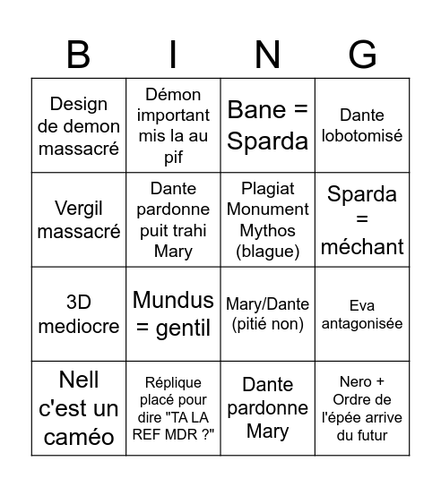DMC Netflix saison 2 bingo (v1) Bingo Card