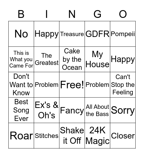 Music Bingo Card