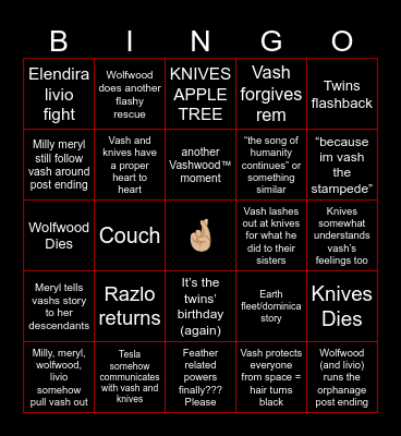 Trigaze Ep 12 Predictions Bingo Card
