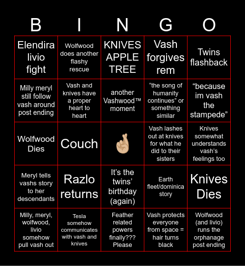 Trigaze Ep 12 Predictions Bingo Card