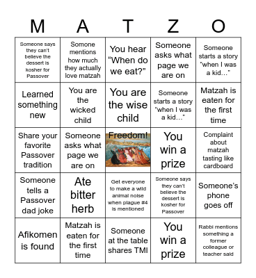 Passover 2026 Bingo Card