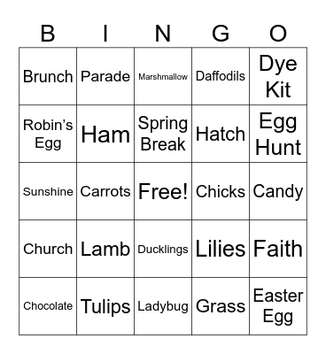 Baber's Bunny Bingo 2026 Bingo Card