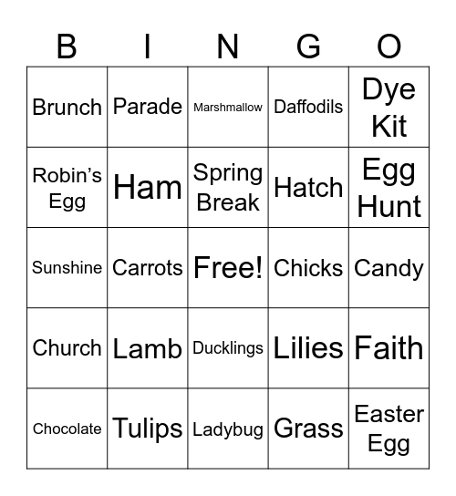 Baber's Bunny Bingo 2026 Bingo Card