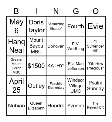 Kathy Taylor's Retirement Brunch Bingo Card