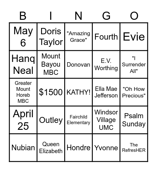 Kathy Taylor's Retirement Brunch Bingo Card
