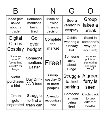 Goblin Market Bingo Card