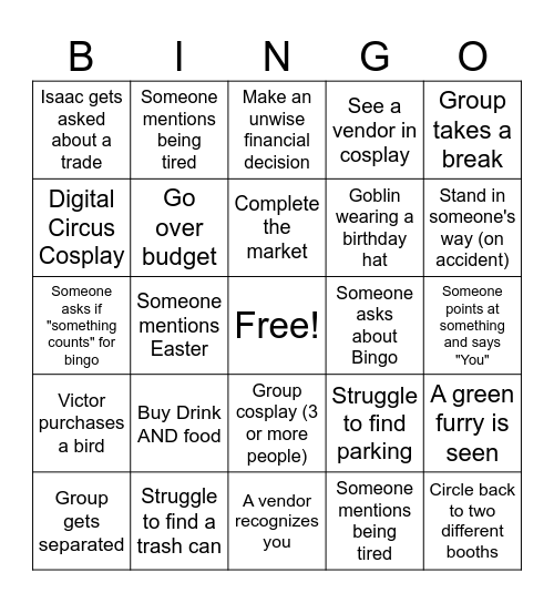 Goblin Market Bingo Card