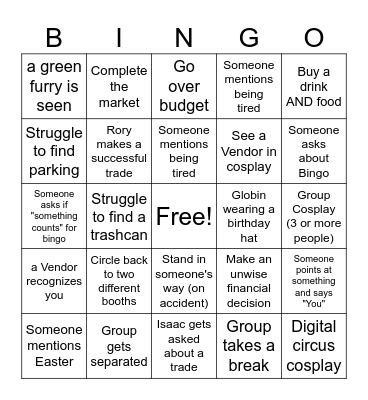 Goblin Market Bingo Card