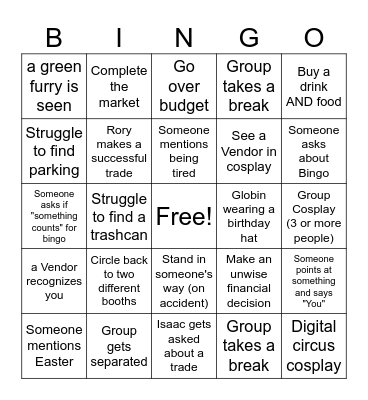 Goblin Market Bingo Card