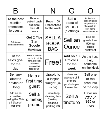 Grow+ Week of 3/29 NAME_____________ Bingo Card
