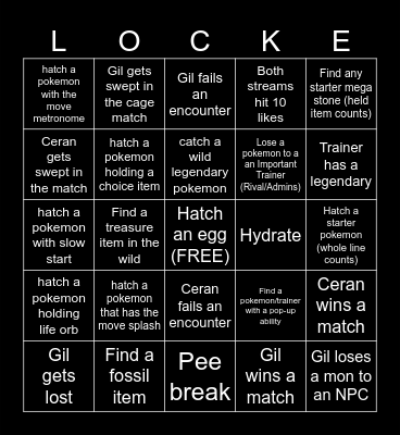 Egglocke/Cagelocke v6 Bingo Card