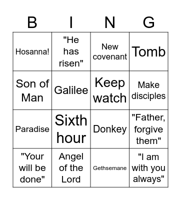 Easter Bingo Card