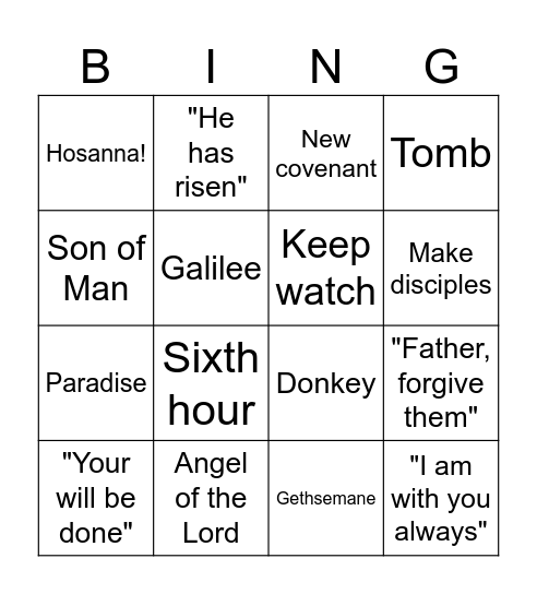 Easter Bingo Card