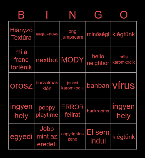 Ratyi Garry's Mod Bingó Bingo Card