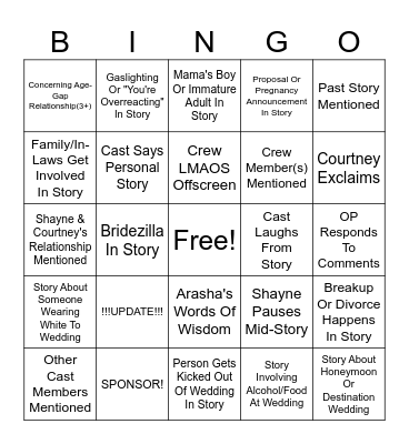 SRRS Bingo Card