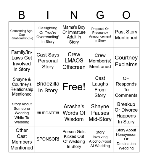 SRRS Bingo Card
