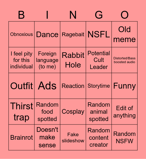 2026 TikTok FYP Bingo by venwoa Bingo Card