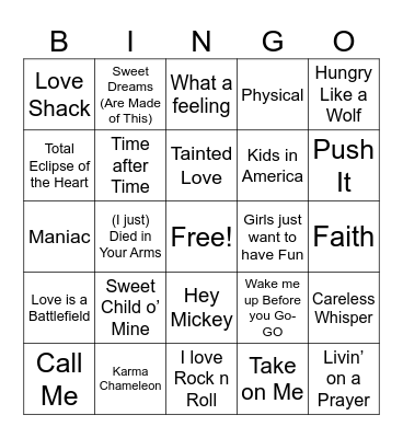 MUSIC BINGO Card
