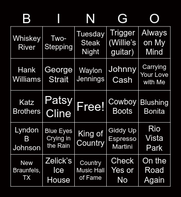 Hill Country Heritage Bingo Card