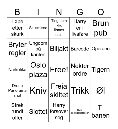 Påskekrim Bingo Card