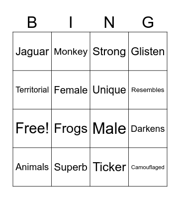Tiger in the night Bingo Card