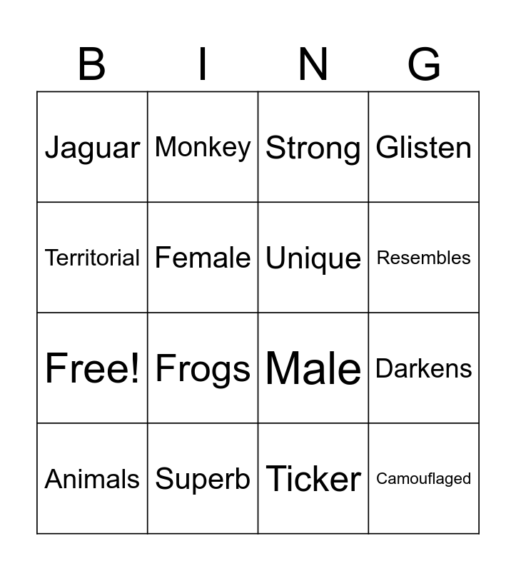 Tiger In The Night Bingo Card