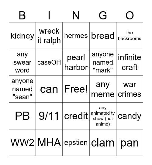 infinite craft bingo Card