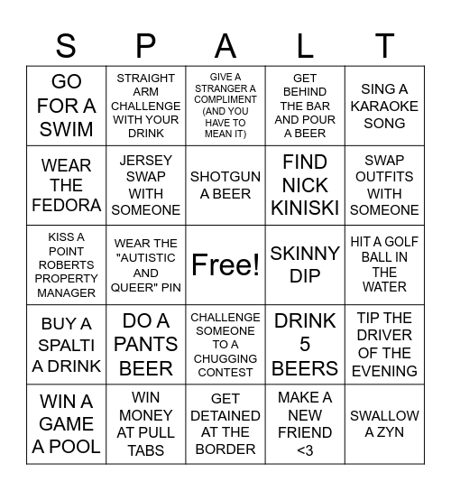 RAGER AT THE REEF BINGO Card