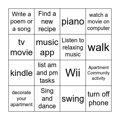 Self care Bingo Card