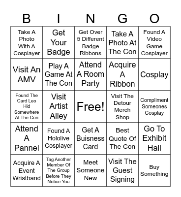 Anime Detour Bingo Card