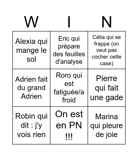 BCSM road to PN Bingo Card