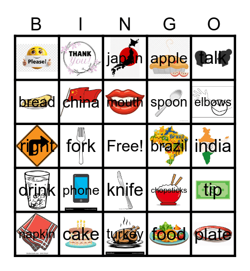 Etiquette & Traditions Bingo Card
