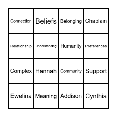Sprirtuality Bingo Card