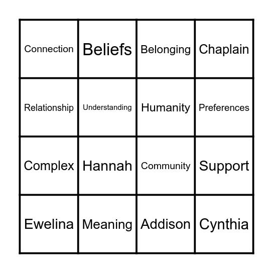 Sprirtuality Bingo Card