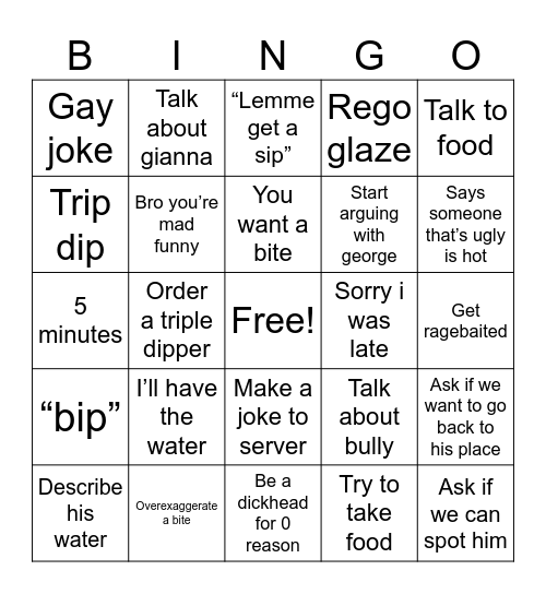 Alex Bingo Card