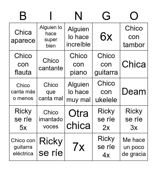 Rickyedit cazatalentos Bingo Card