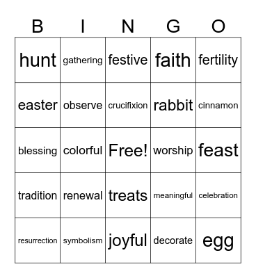 easter Bingo Card