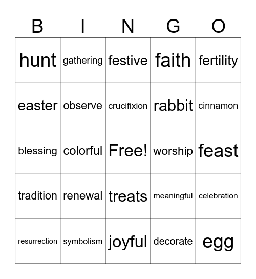 easter Bingo Card