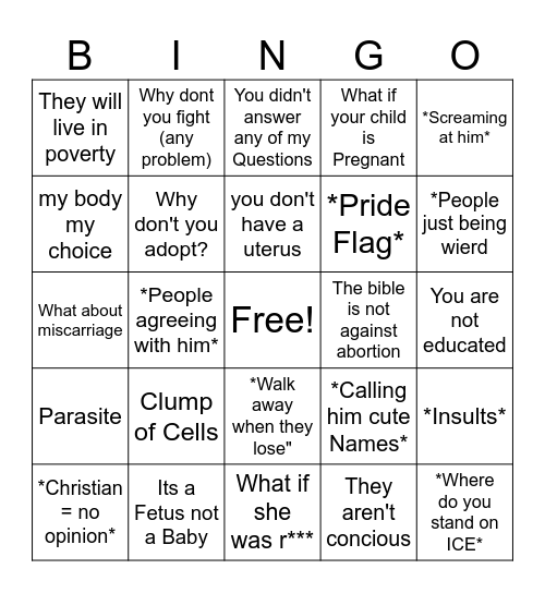 Abolitionist Bingo Card