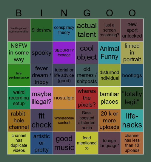 GOOBERS YOUTUBE DUMPSTER DIVE Bingo Card