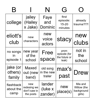 tmf bingo!! (first episode/trailer) Bingo Card
