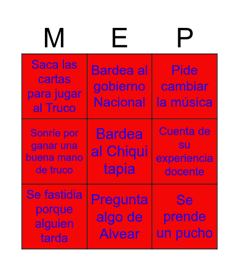 El Bingo del Cumple de Pepe Bingo Card