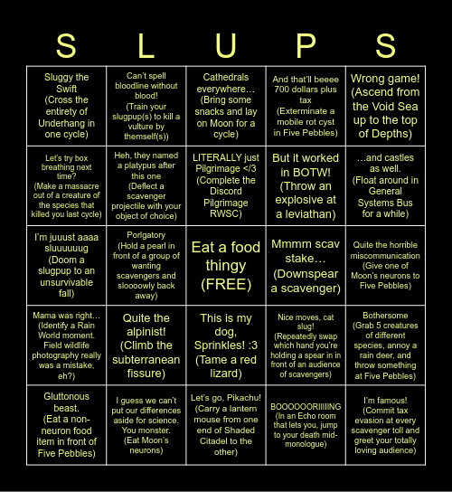 Rain World 9th Anniversary Bingo!! Bingo Card