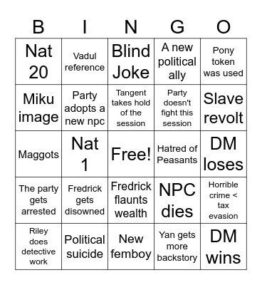 D&D Bingo Card